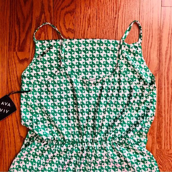 AVA & VIV Sleeveless Satin Green Geometric Dress Women's Size XXL NWT - Picture 8 of 14